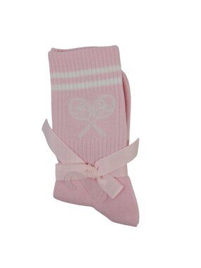 NEW Love Shack Fancy Lowell Socks Pink Sprint Sz M/L Tennis Graphic Cotton Blend